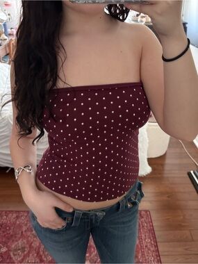 Hollister 2 in 1 Reversible Polka Dot / Burgundy Tube top